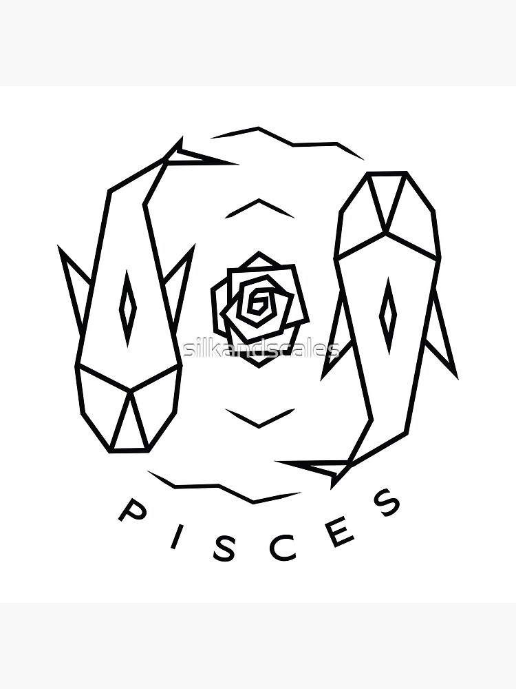 Pisces zodiac sign astrology black and white geometric minimalist zodiac design photographic print for sale by silkandscales