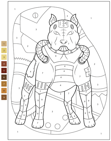 Pitbull color by number coloring page free printable coloring pages
