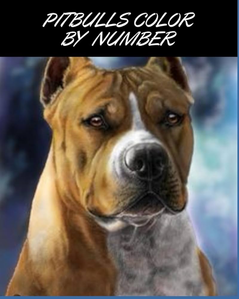 Pitbull color by number pitbull dog coloring pages for adults stiwart john books