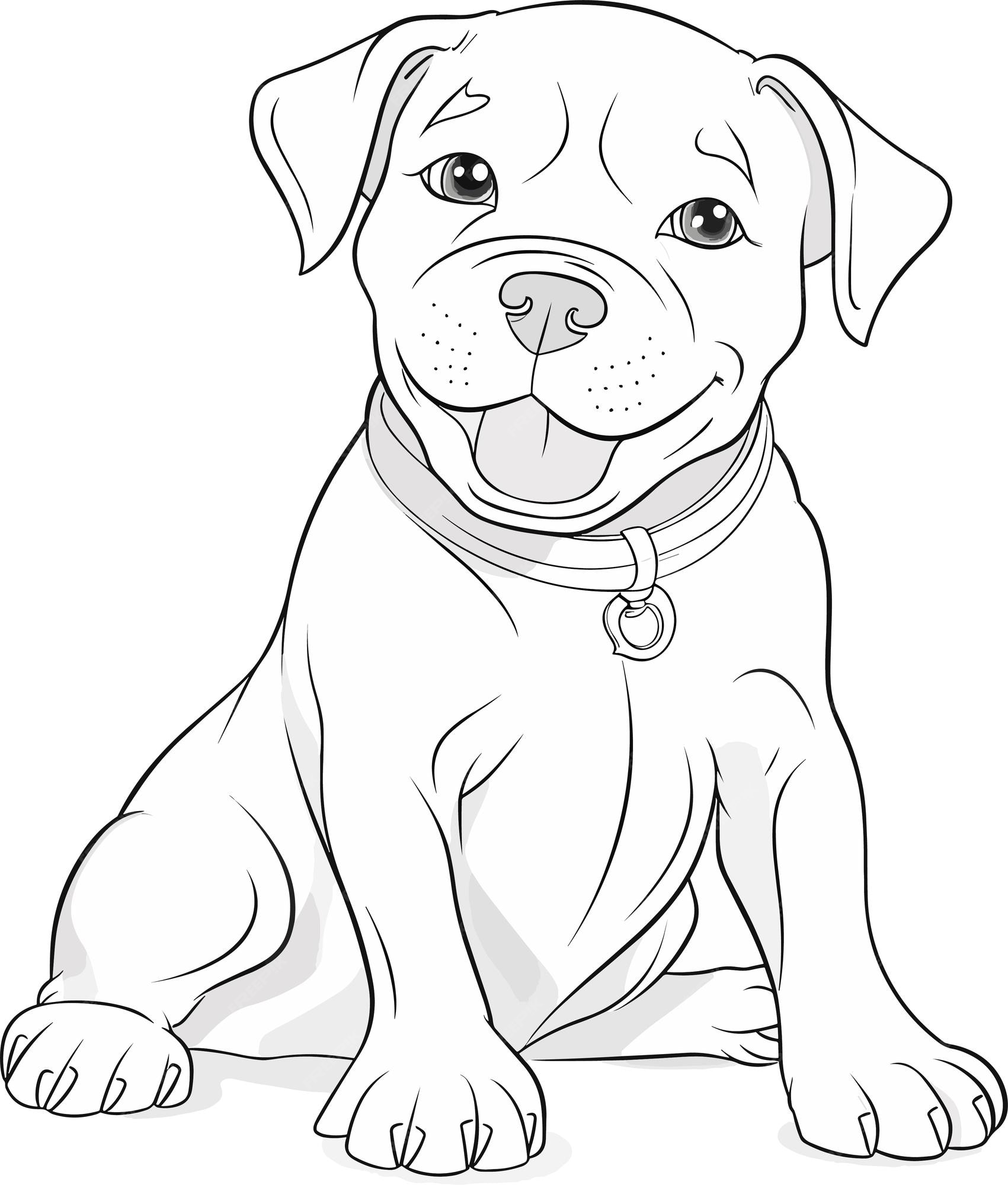 Premium vector a drawing of a dog with a collar that sayspitbullon it