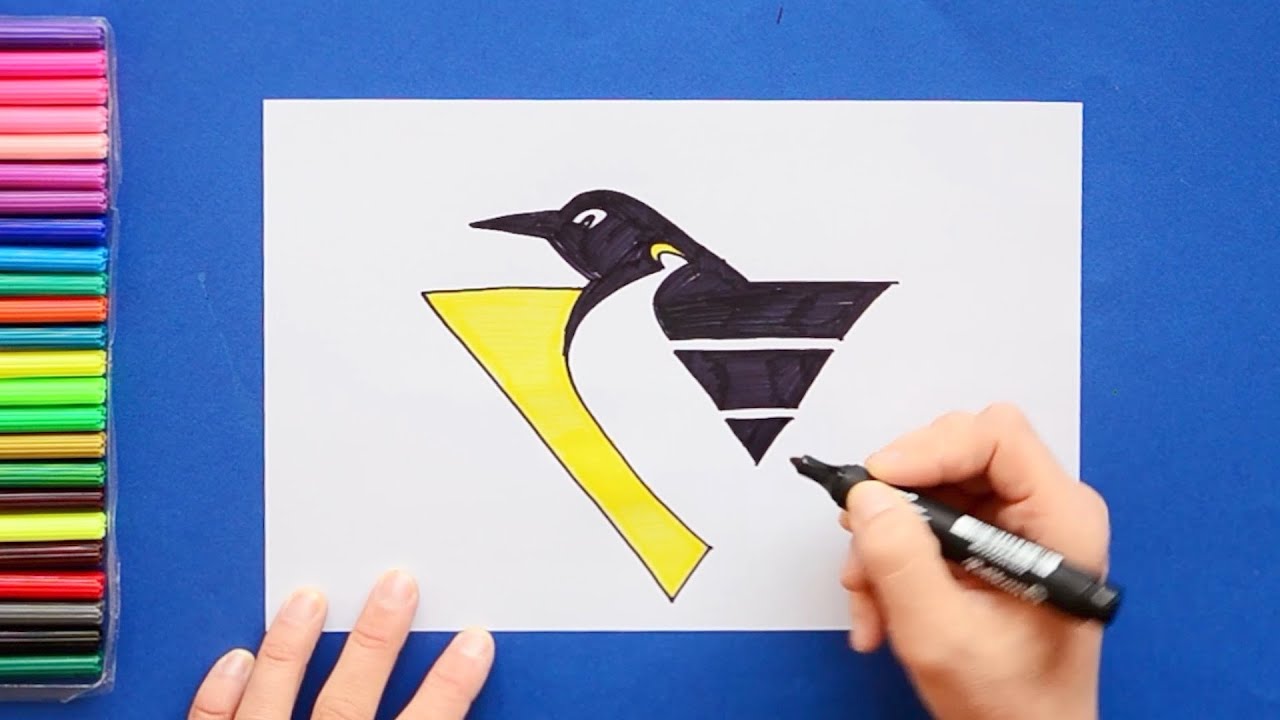 How to draw pittsburgh penguins logo