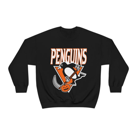 Pittsburgh penguins halloween retro nhl crewneck sweatshirt â socialcreatures ltd
