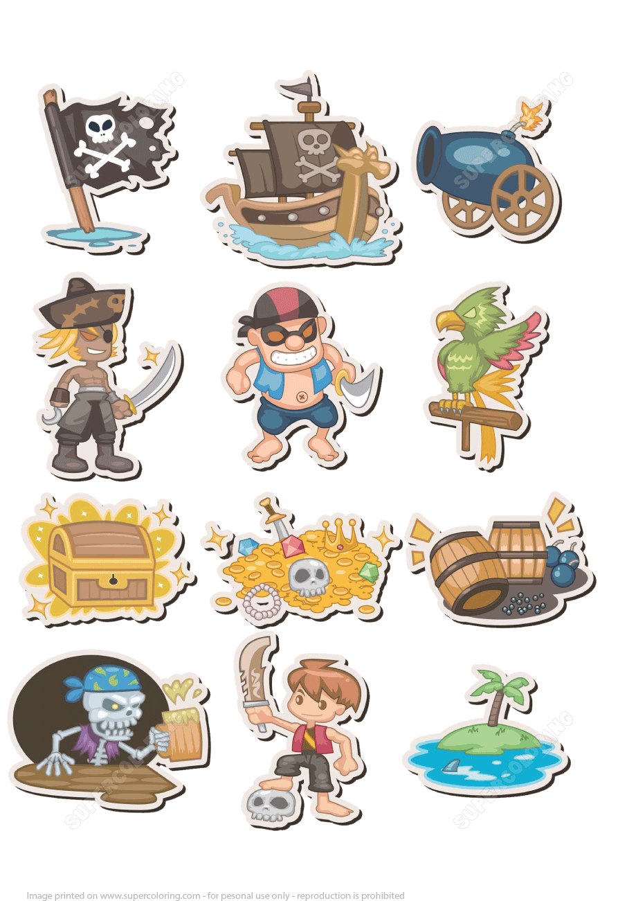 Printable pirate stickers free printable papercraft templates