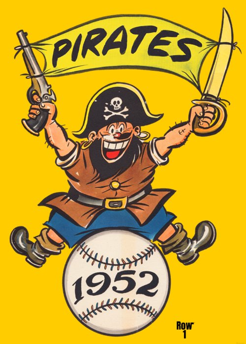 Pittsburgh pirates vintage baseball art greeting card by row one brand