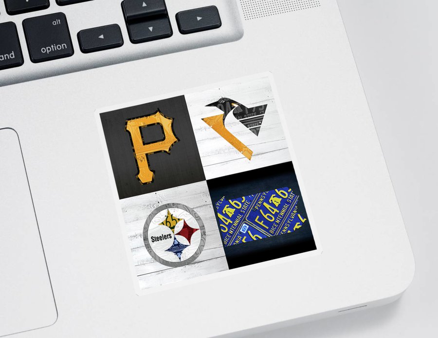 Pittsburgh sports team logo art plus pennsylvania map pirates penguins steelers sticker by design turnpike