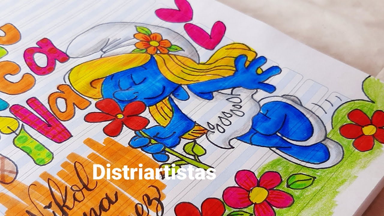 Portada fãcil de pitufina marcado de cuaderno de pitufina portadas bonitas