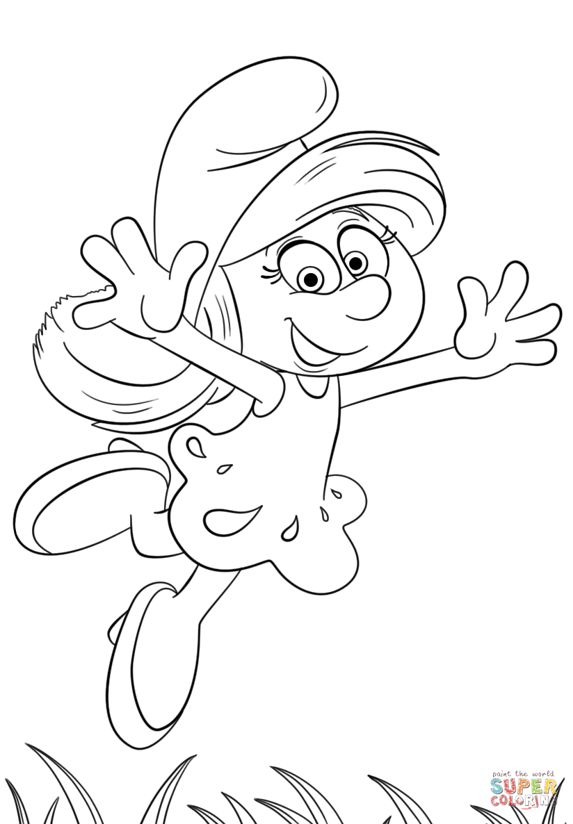 Dibujo de pitufina de los pitufos en la aldea perdida para colorear dibujos para colorear imprimir gratis