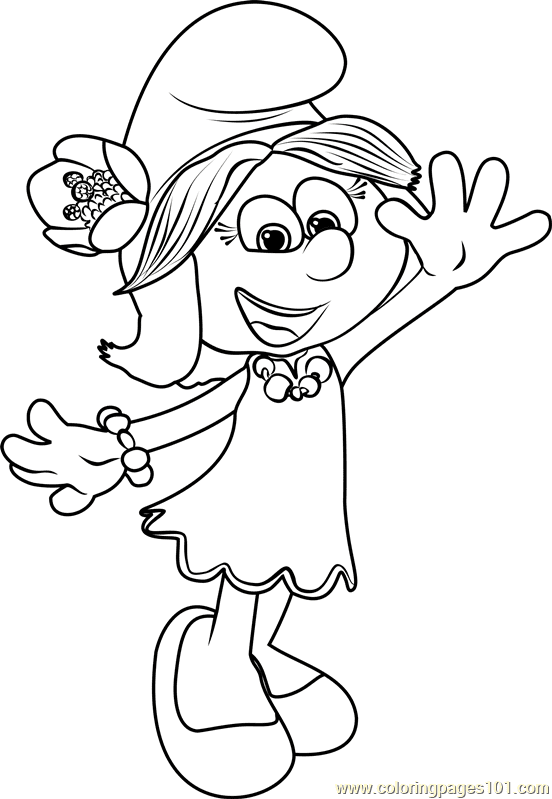 Dibujo de pitufo flor para colorear