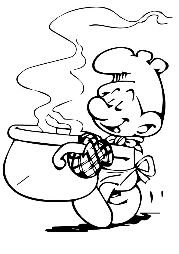 La cocina de los pitufos para colorear imprimir e dibujar â