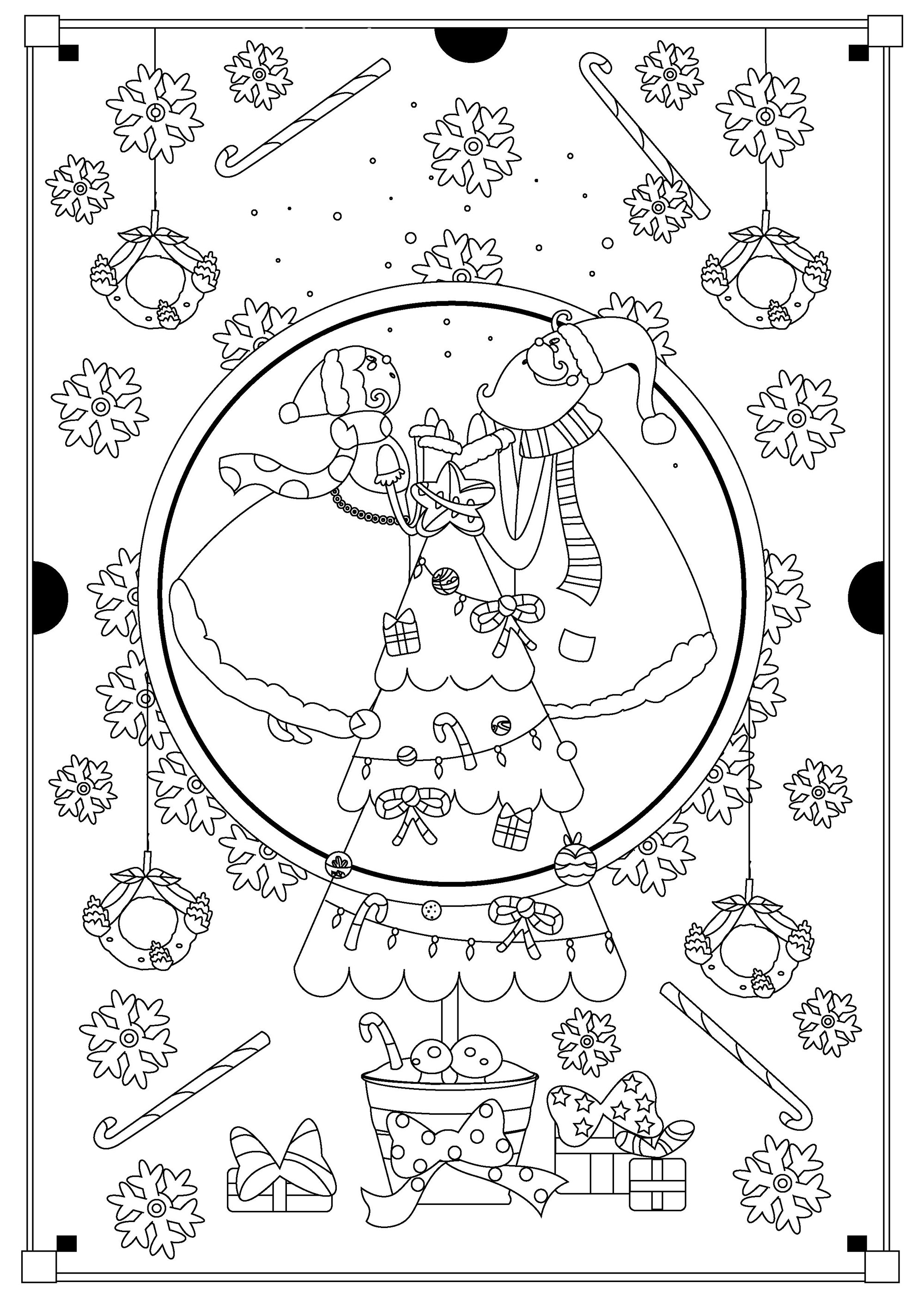 Santa claus mother christmas and the christmas tree