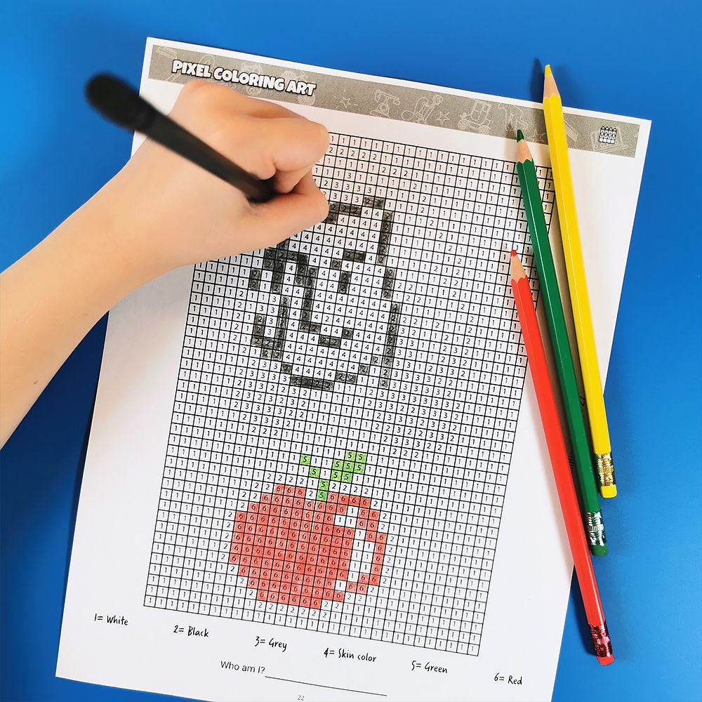 Pixel art coloring printable activity book