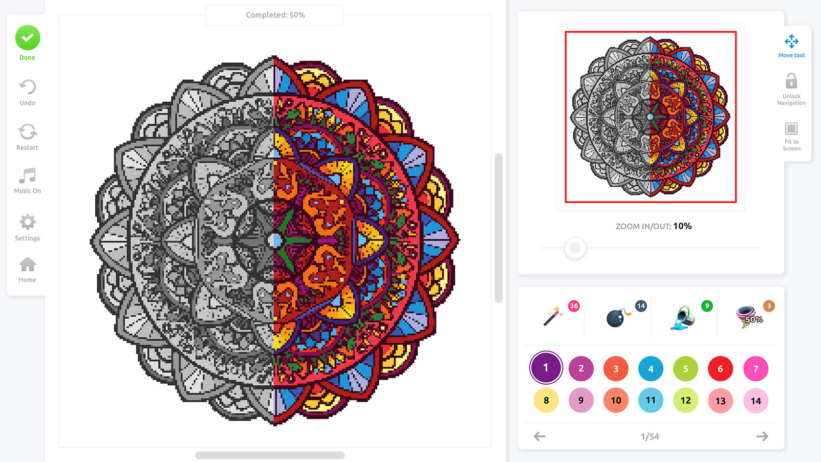 Pixel art coloring book
