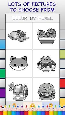 Kawaii and anime pixel art color by number game