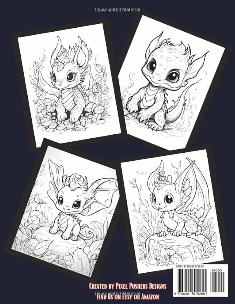 Baby dragon coloring book dragon coloring pages for boys and girls of all ages designs pixel pushers books