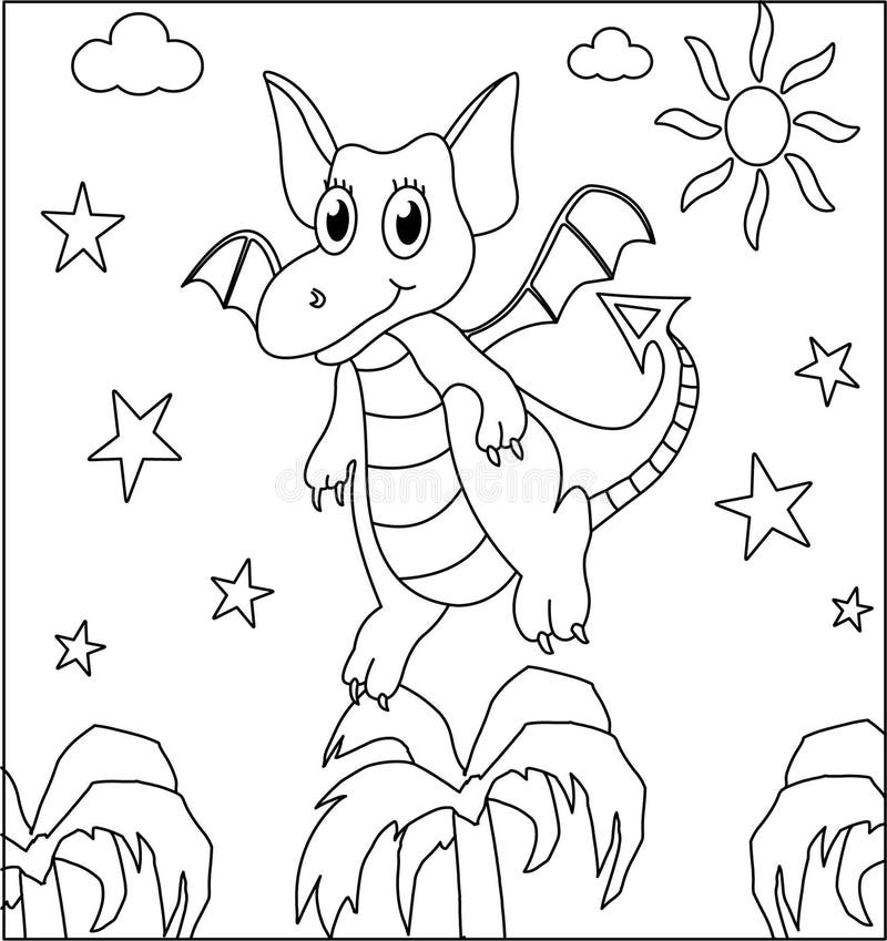 Cute dragons black white stock illustrations â cute dragons black white stock illustrations vectors clipart