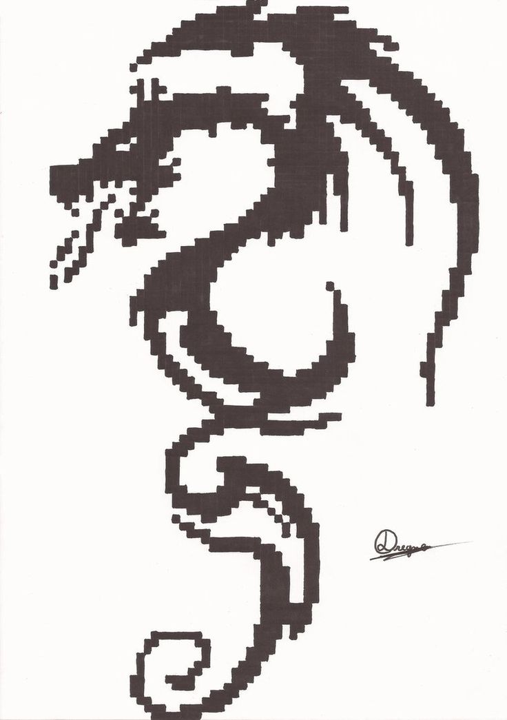 Pixel art dragon by bigdam on deviantart pixel art dragon coloring page pixel
