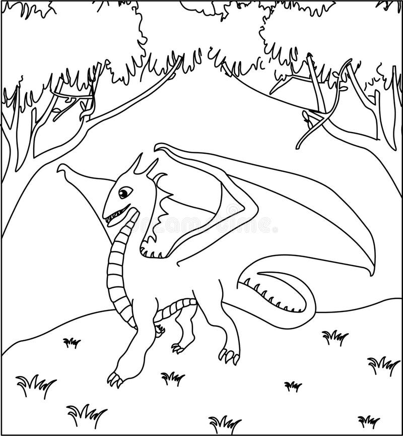 Cute dragons black white stock illustrations â cute dragons black white stock illustrations vectors clipart