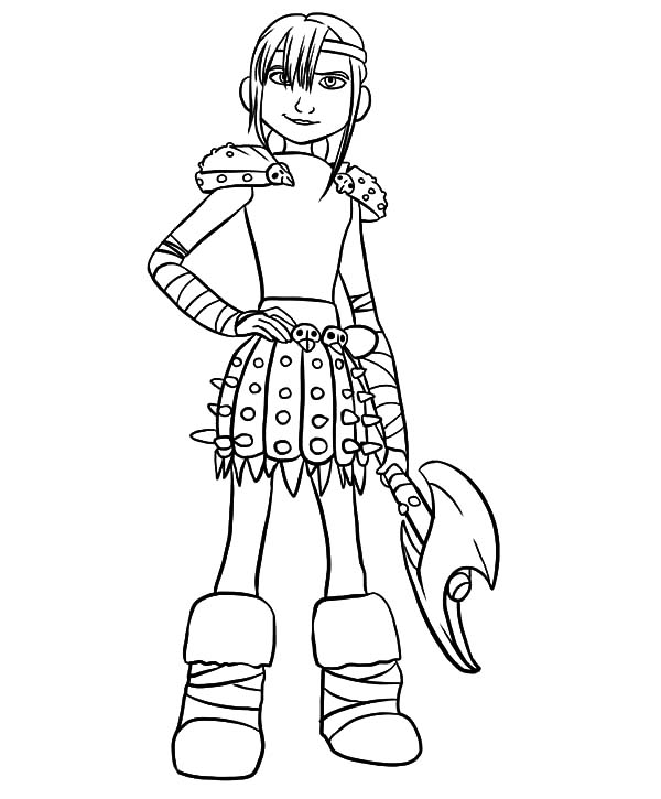 Astrid holding her axe in how to train your dragon coloring pages coloring sky