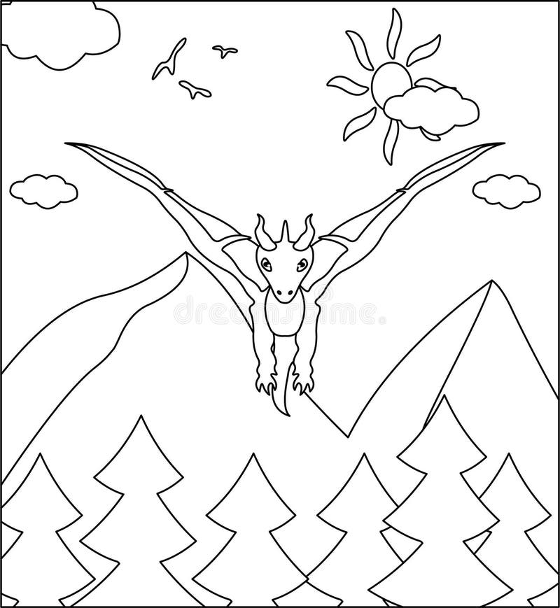 Cute dragons black white stock illustrations â cute dragons black white stock illustrations vectors clipart