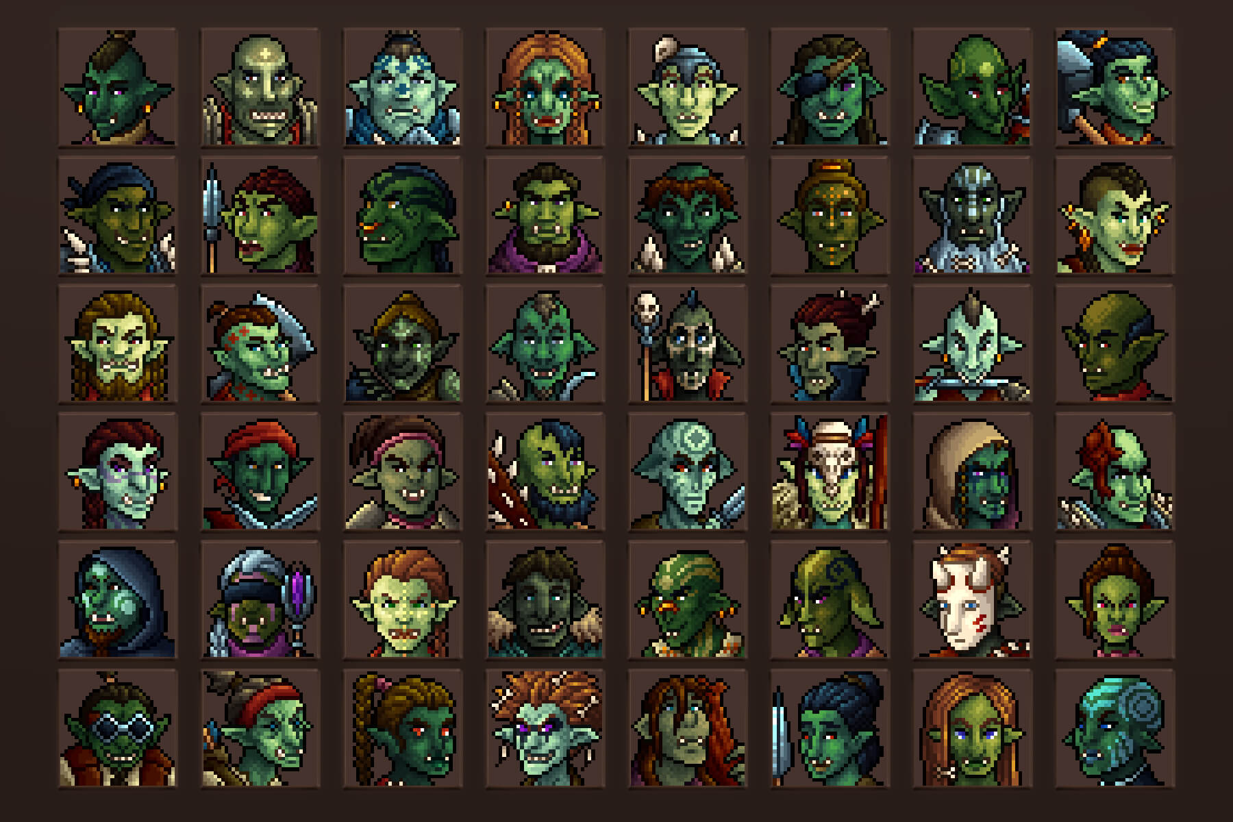 Free goblins and orcs pixel art icon pack