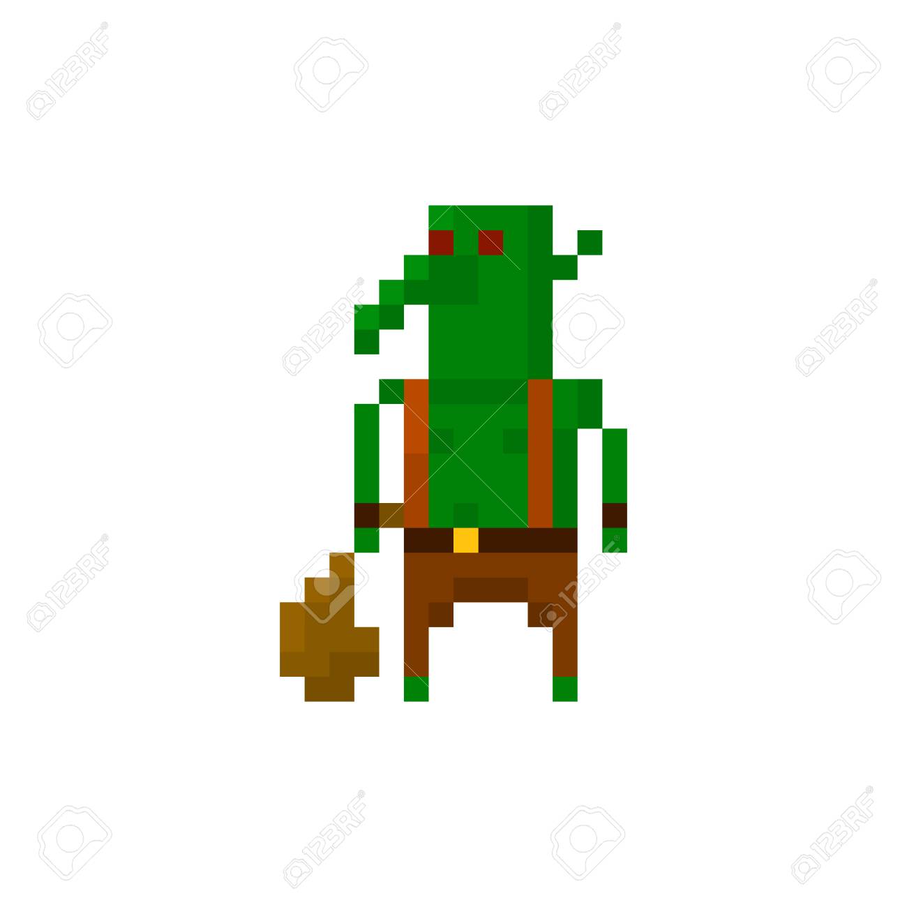 Pixel goblin with a sack haracter for games and applications royalty free svg cliparts vectors and stock illustration image