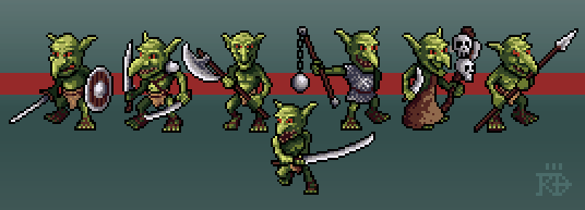 Pixel art goblin sandaliers