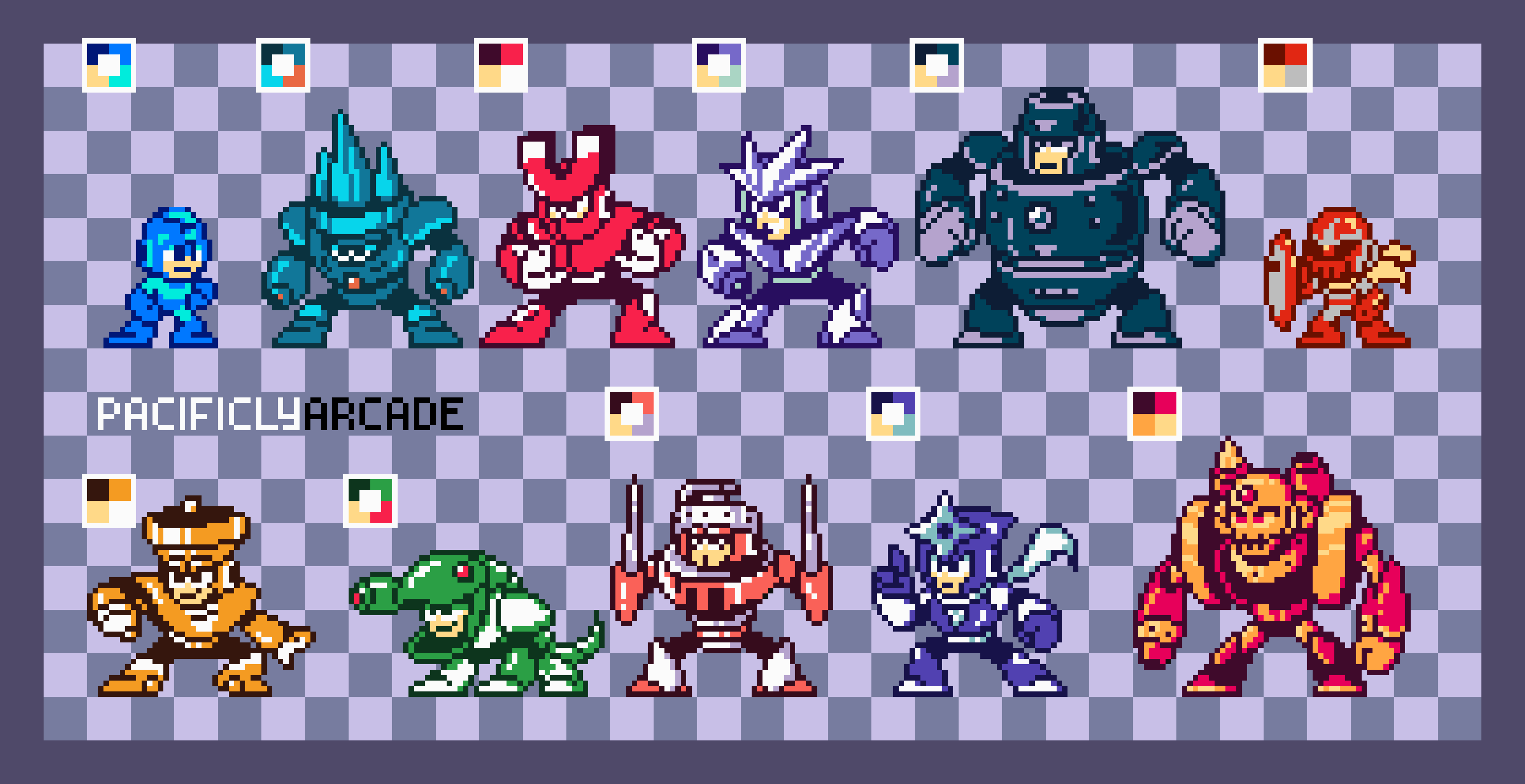 I made more pixel art renditions of robot masters this time based on the ones from mega man rmegaman