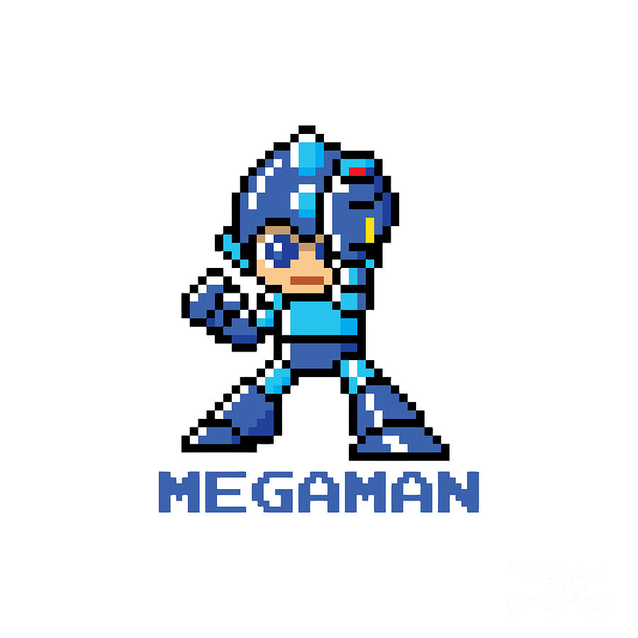 Mega man pixel character digital art by eileen t brewer