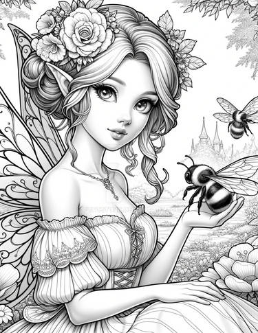 Beautiful pixie with bumblebee dall