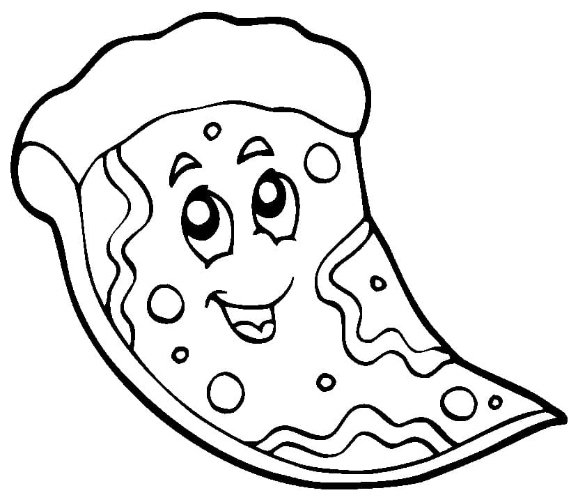 Cartoon pizza coloring page