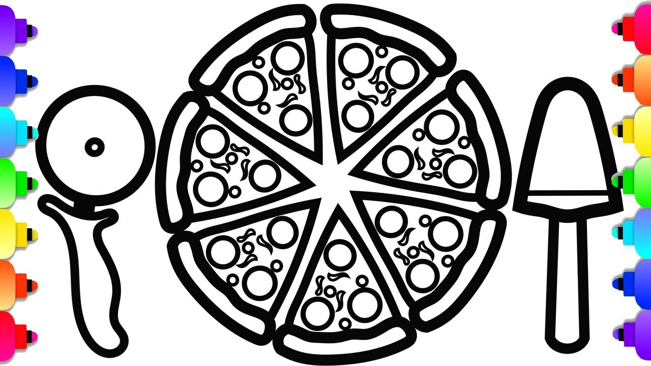 Glitter pizza drawing and coloring ððð yummy pizza coloring page