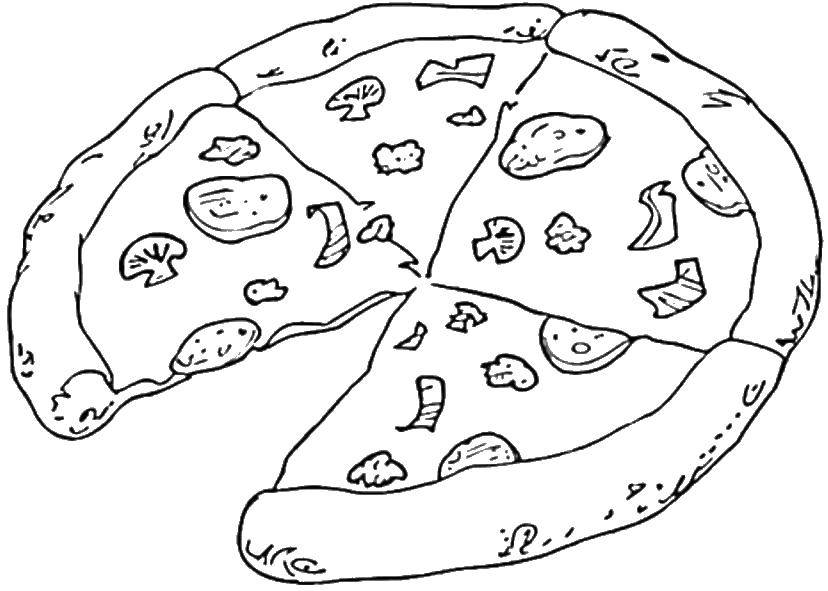 Online coloring pages coloring page pizza food download print coloring page