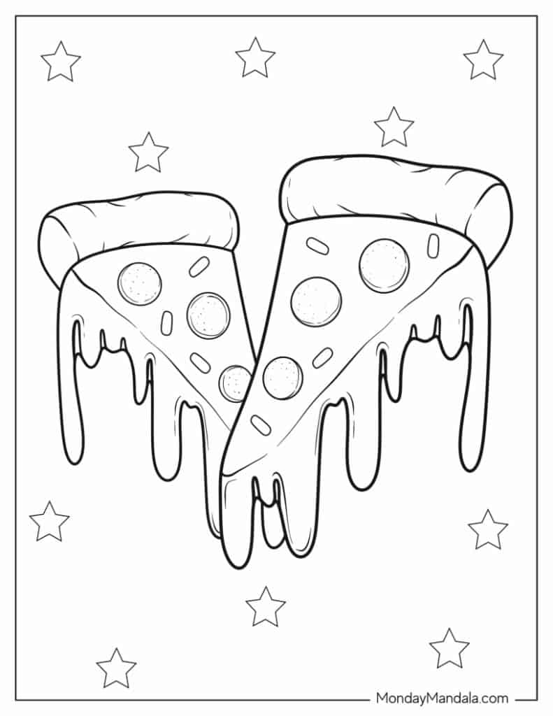 Pizza coloring pages free pdf printables