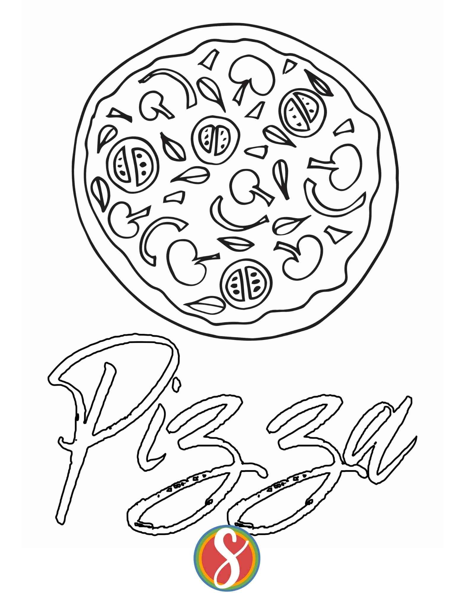 Free pizza coloring pages â stevie doodles