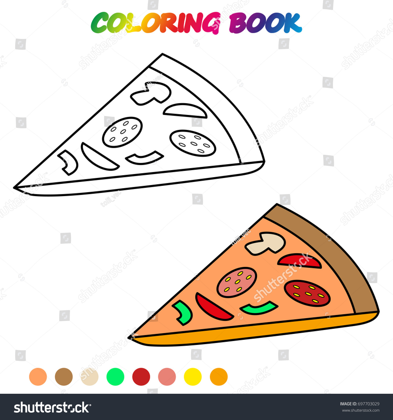 Pizza coloring book coloring page educate stock vector royalty free