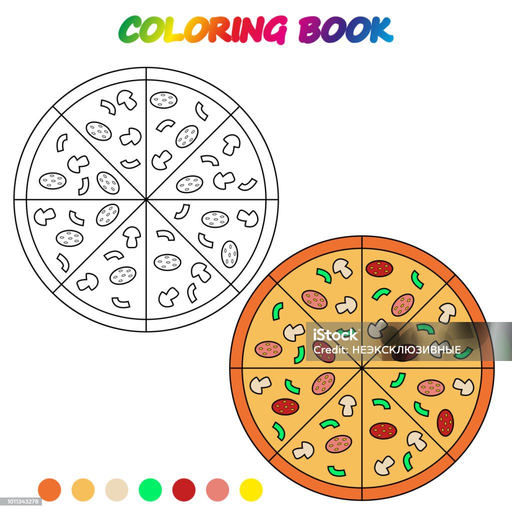 Pizza coloring book coloring page to educate preschool kids game for preschool kids vector cartoon illustration worksheet stock illustration