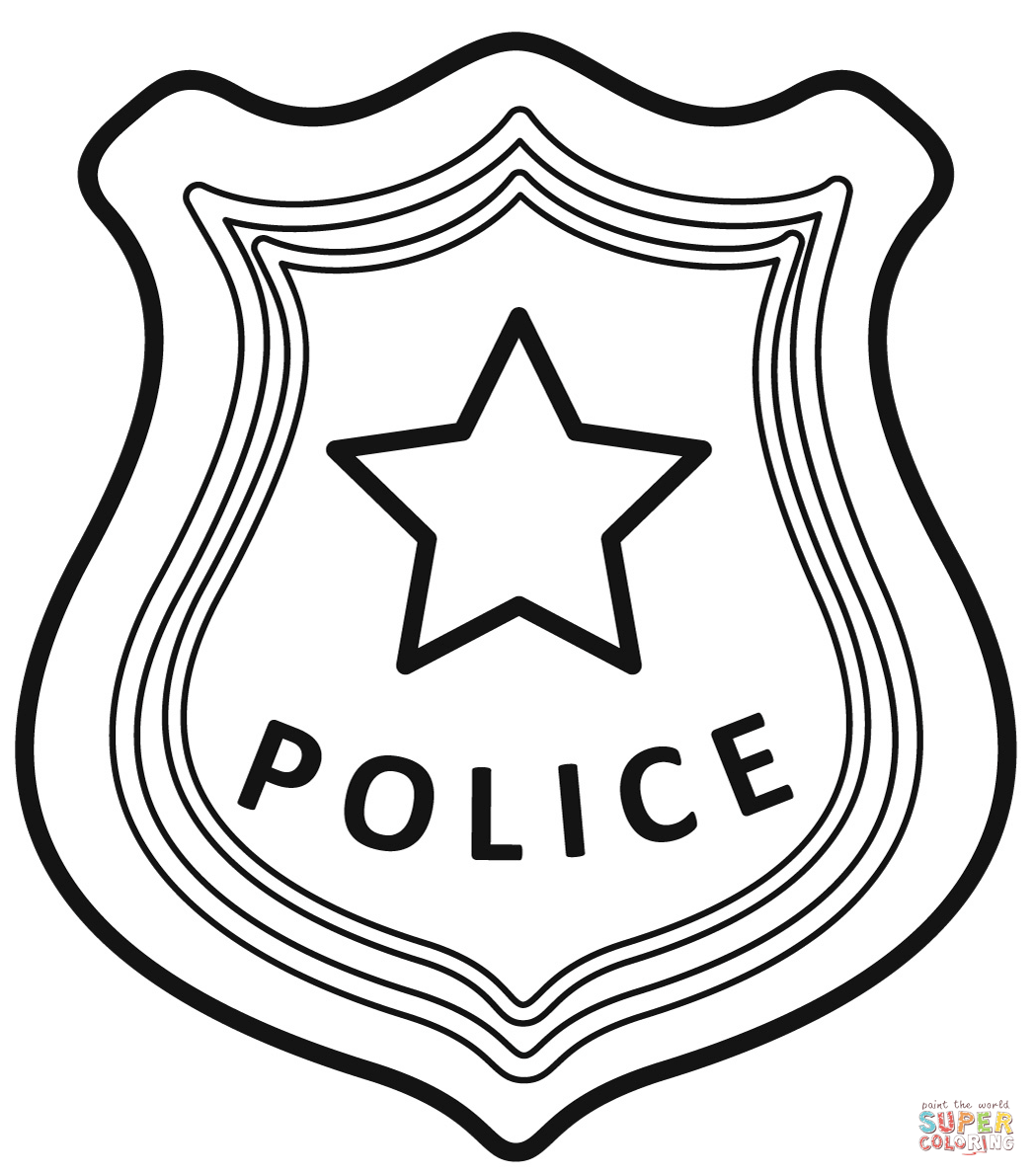 Police badge coloring page free printable coloring pages