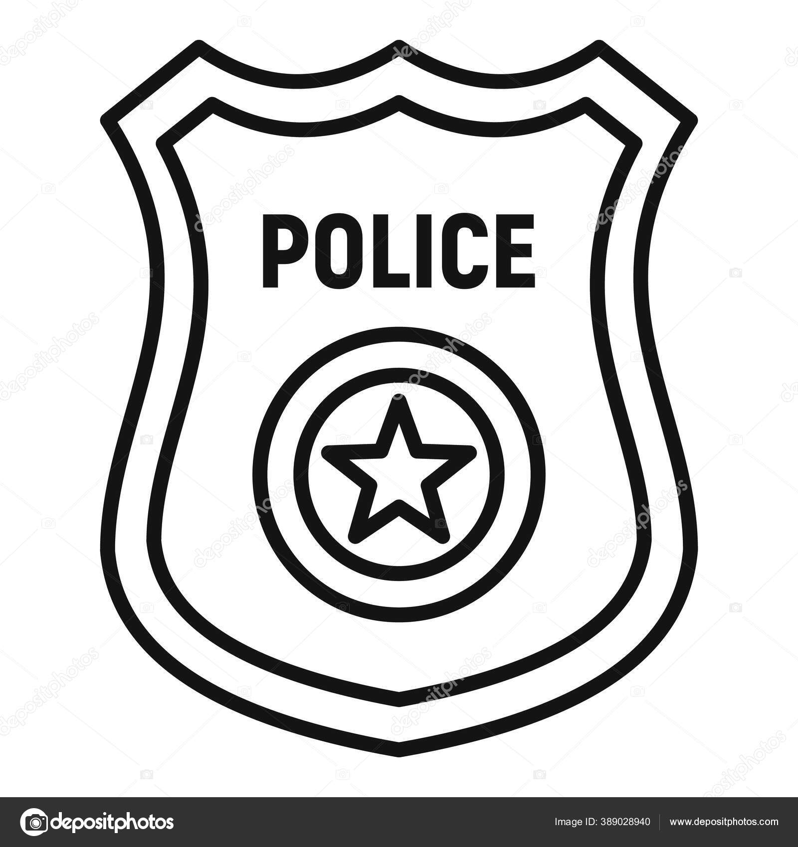 Policãa insignia de oro icono estilo de esquema vector de stock por anatolir