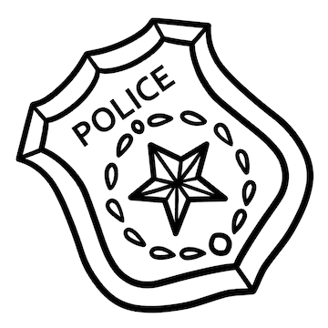 Premium vector police badge isolated coloring page for kids