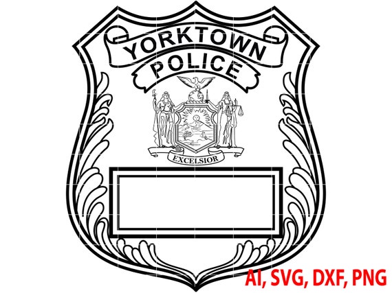 Placa de policãa placa de policãa de la ciudad de yorktown archivo vectorial para enrutador cnc vinilo plasma xcarve vcarve cricut ezecad lãser de fibra etc