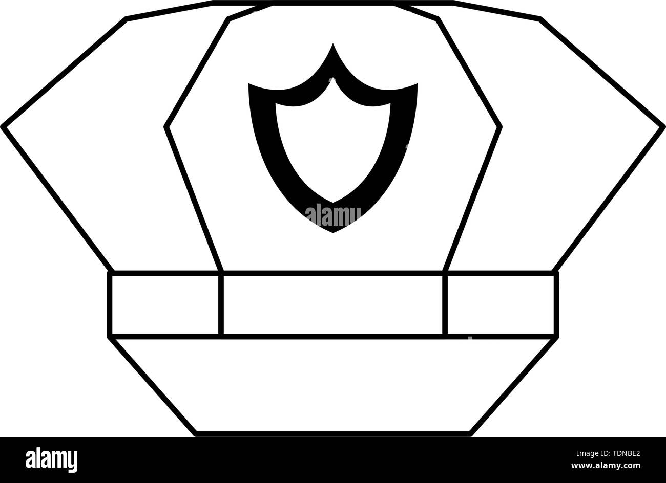 Capuchãn con placa de policãa aislados de sãmbolos en blanco y negro imagen vector de stock