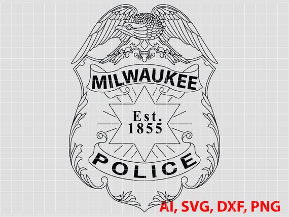 Placa de policãa de milwaukee logotipo sello personalizado ai vector svg dxf png