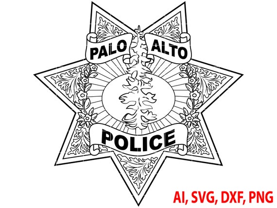 Placa de policãa de palo alto logotipo sello personalizado ai vector svg dxf png digital