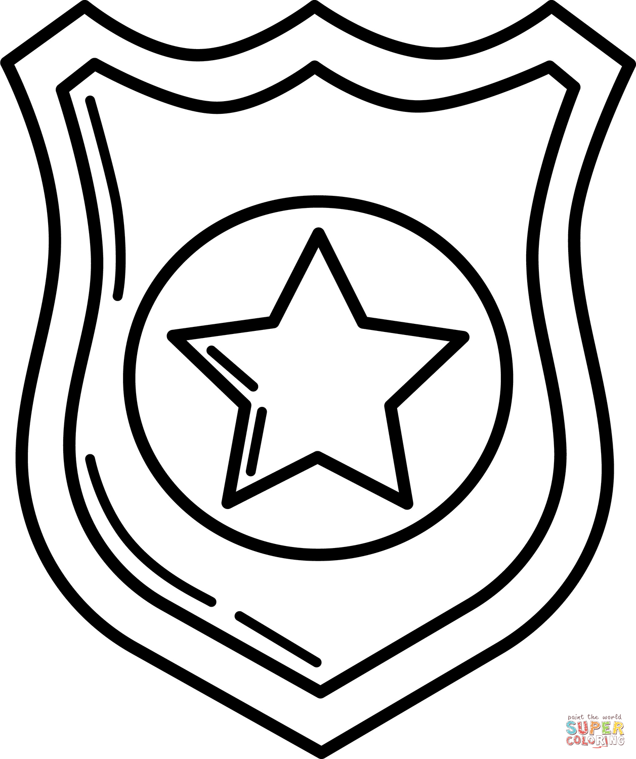 Desenho de distintivo de polãcia para colorir desenhos para colorir e imprimir gratis