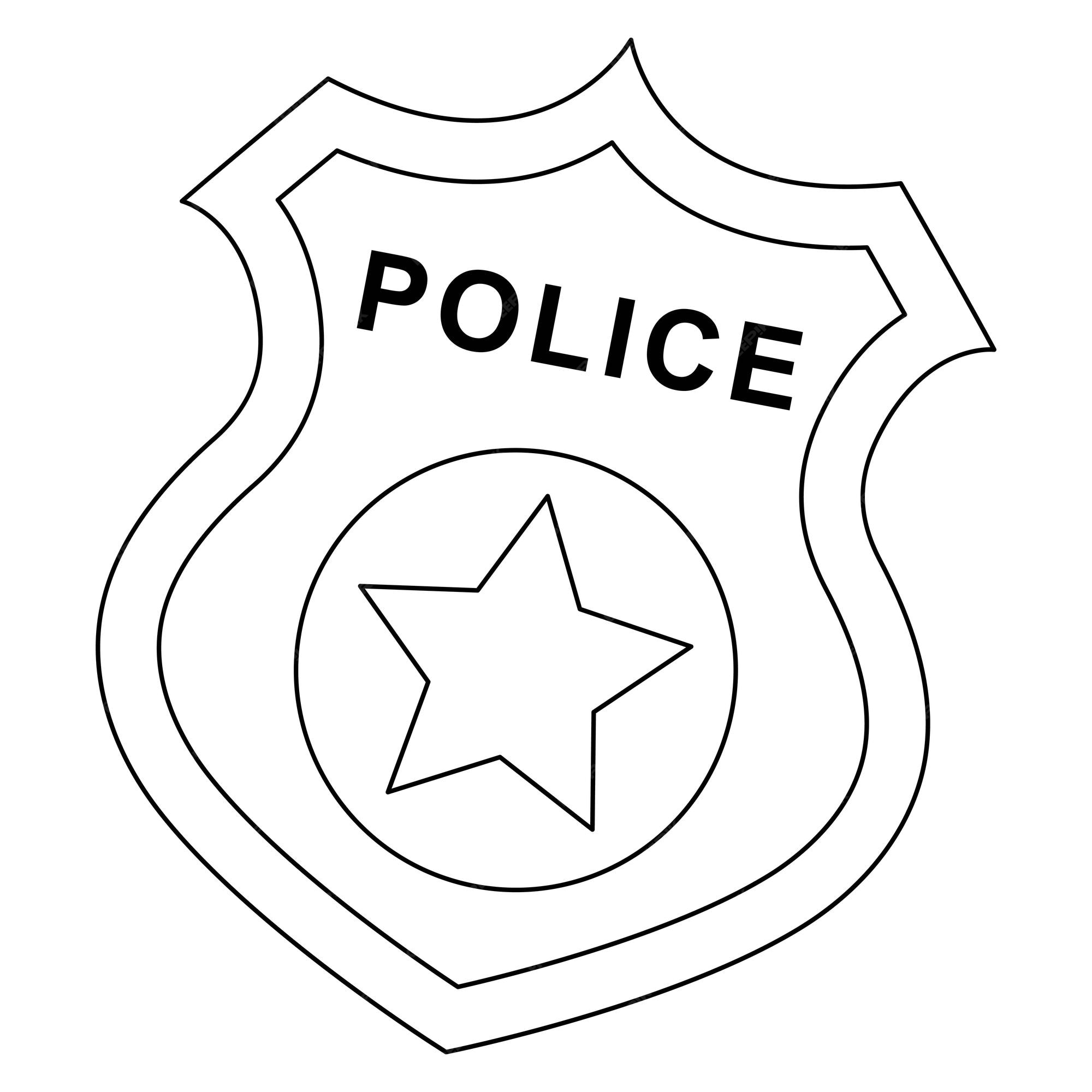 Distintivo da polãcia para colorir isolado para crianãas vetor premium