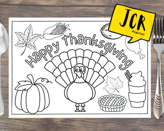 Thanksgiving placemat coloring page fall tree handprint art fall crafts diy preschool kindergarten