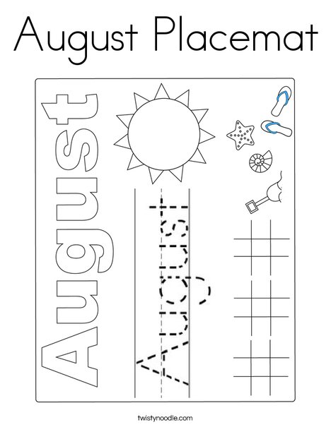 August placemat coloring page