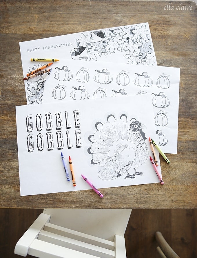 Thanksgiving coloring placemats free printable