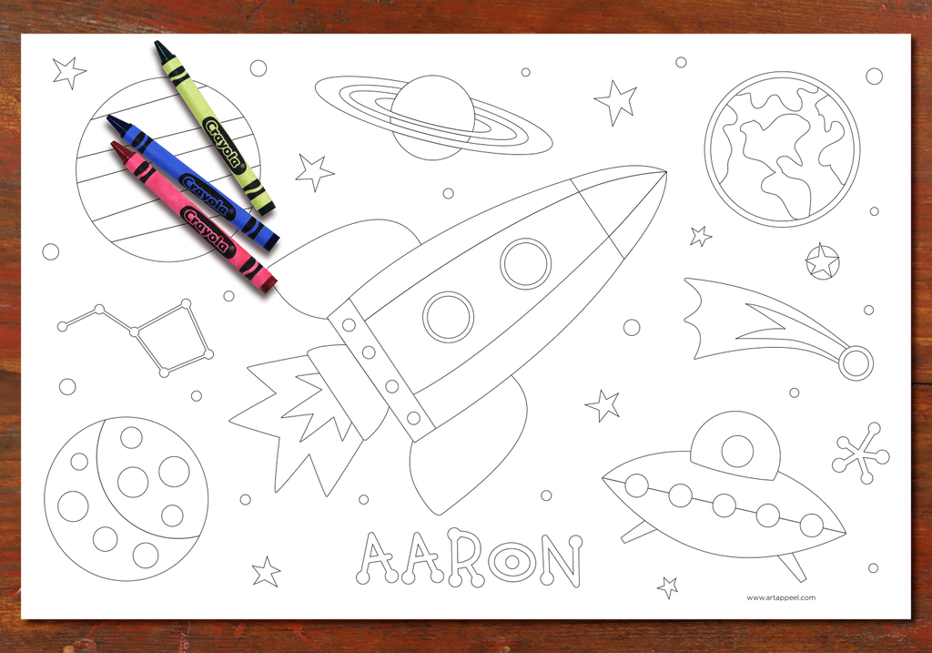 Personalized coloring pages placemat boys set â art appeel