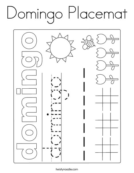 Domingo placemat coloring page